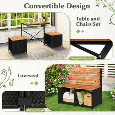2-in-1 Transforming Picnic Table and Chairs Set