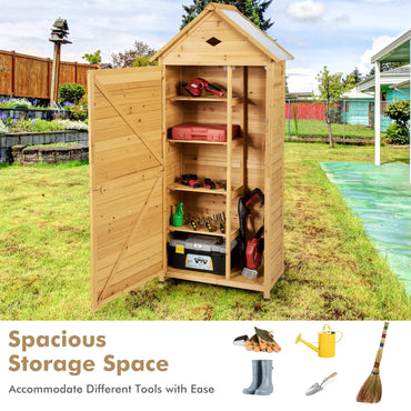 Wooden Garden Shed Tool Storage Cabinet with 5 Shelves