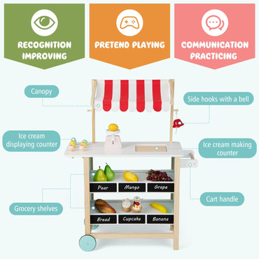 Wooden Pretend Play Kids Grocery Store with Chalkboard