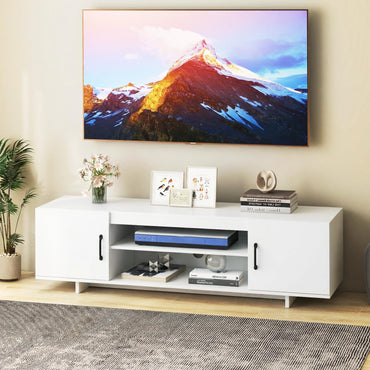 TV Stand for TVs up to 70 Inches with Power Outlet and 2 Cable Holes