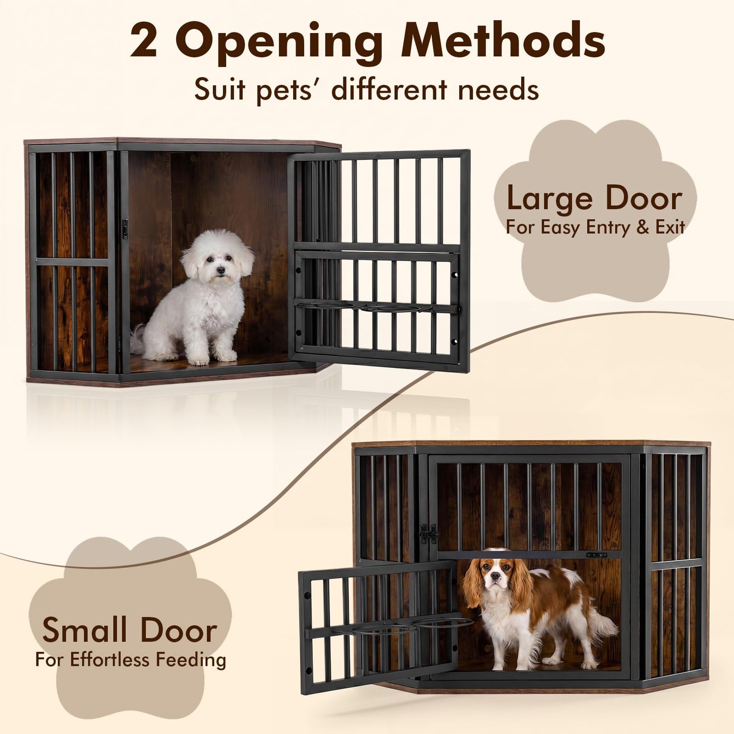 Corner Dog Crate, 2-in-1 Dog Kennel & TV Stand