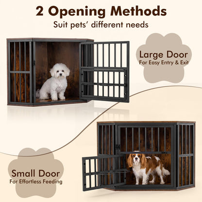 Corner Dog Crate, 2-in-1 Dog Kennel & TV Stand