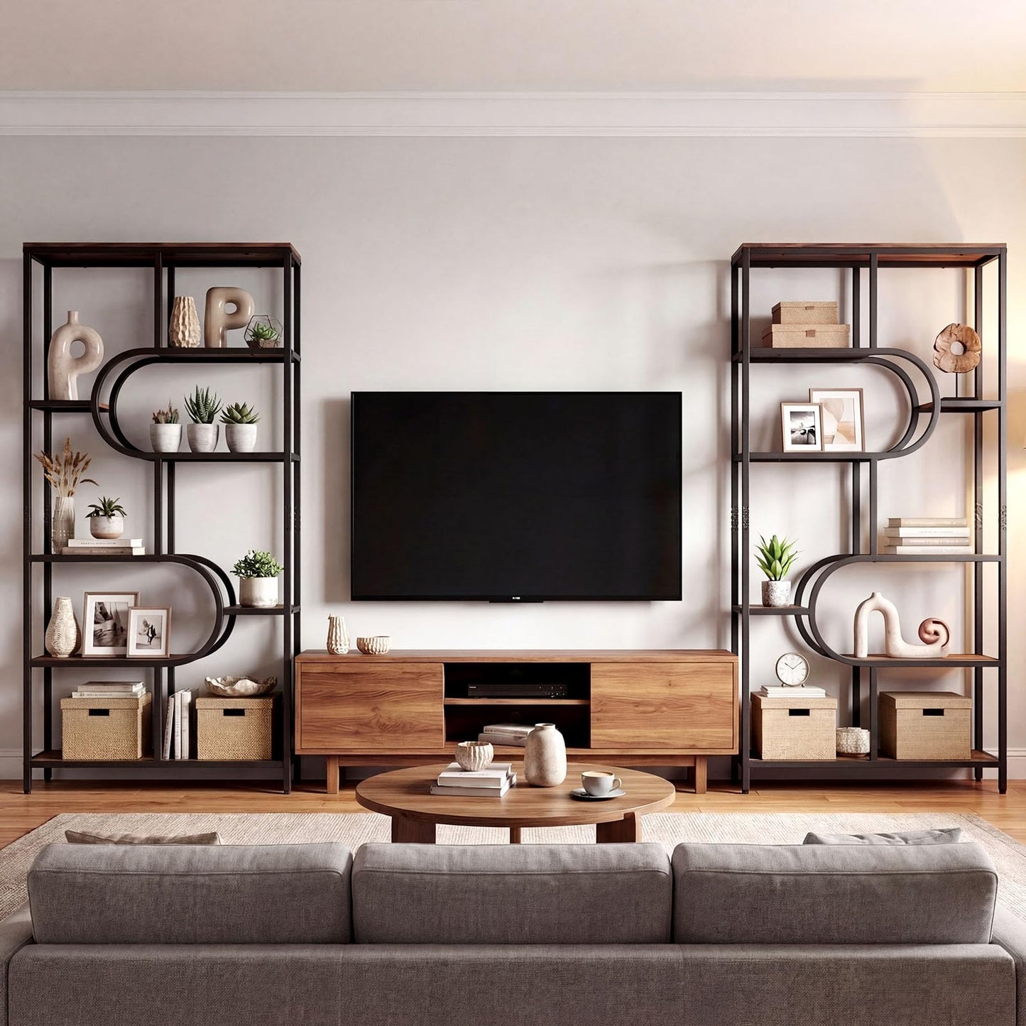 8-Tier Bookshelf Tall Etagere Bookcase with Open Storage Shelves