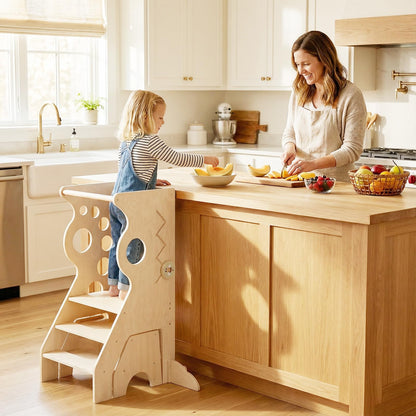 2 in 1 Wooden Standing Tower with Removable Safety Bars