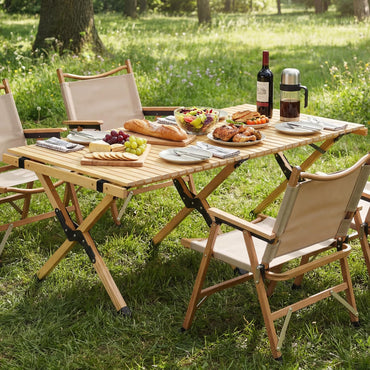 Folding Picnic Table, 4FT Roll Up Camping Table with Storage Bag for 4-6 People