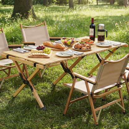 Folding Picnic Table, 4FT Roll Up Camping Table with Storage Bag for 4-6 People