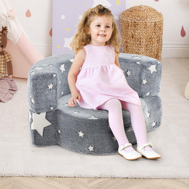 2 in 1 Glow in the Dark Sofa for Toddlers with Machine Washable Flannel Cover