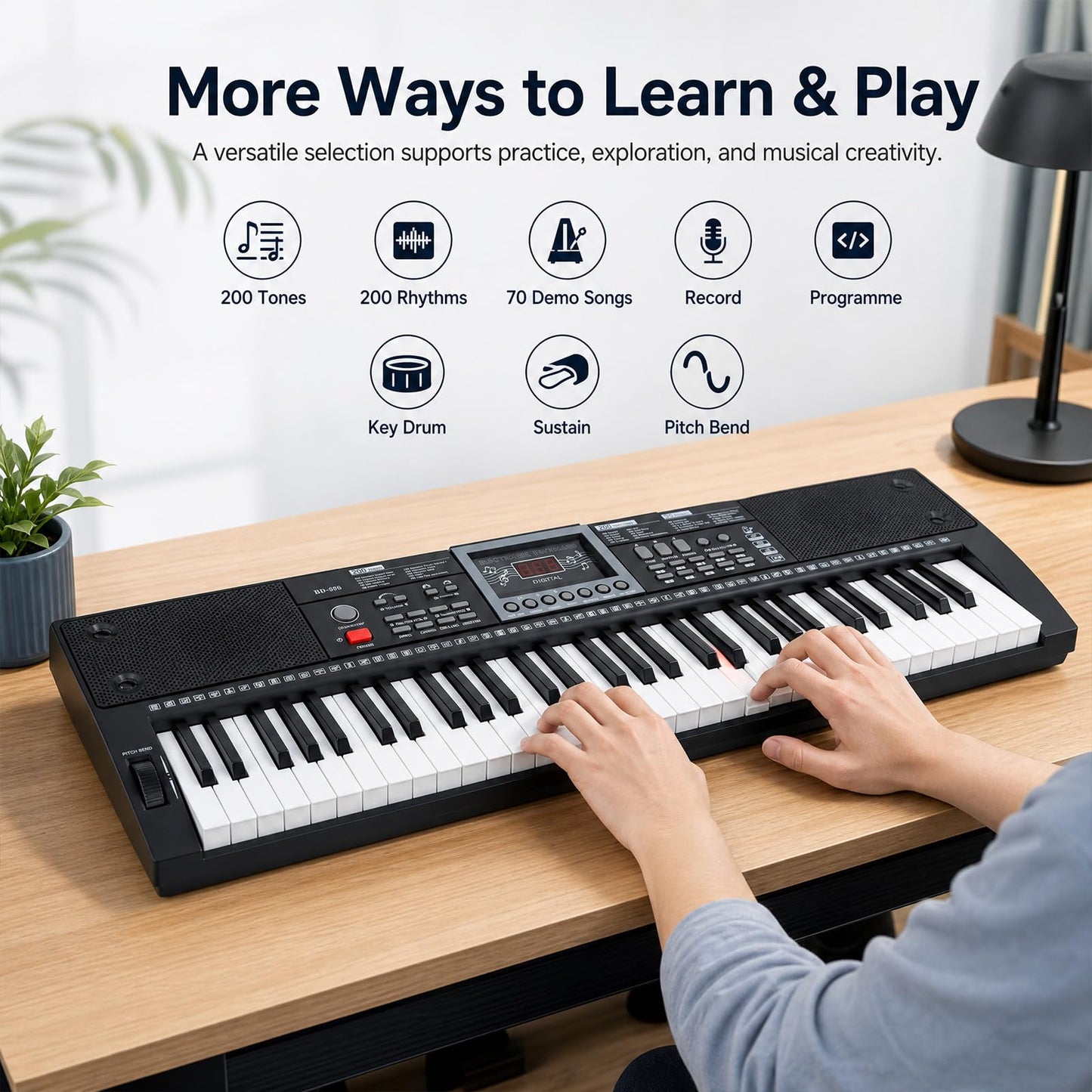 61 Key Digital Piano Keyboard, Electric Piano with Adjustable Stand
