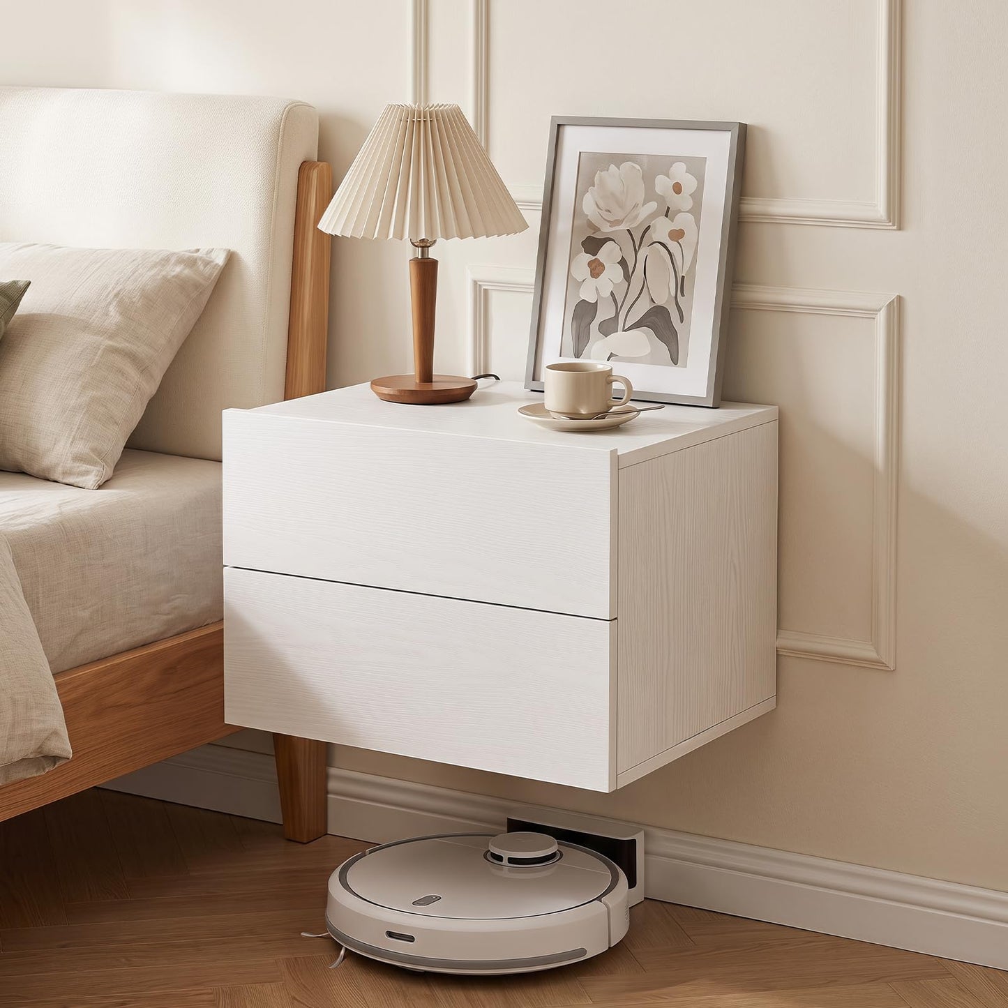 Floating Bedside Table, Small Wall Mounted Nightstand