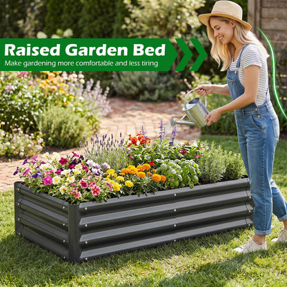 Galvanized Raised Garden Bed 123 x 64 x 29 cm Outdoor Metal Planter Box