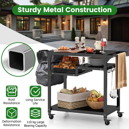 2 or 3 Shelf Movable Pizza Oven Table Stand with 4 Lockable Wheels
