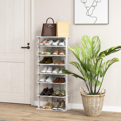 Extra Wide Wooden Vertical Shoe Rack with 7 Shelves