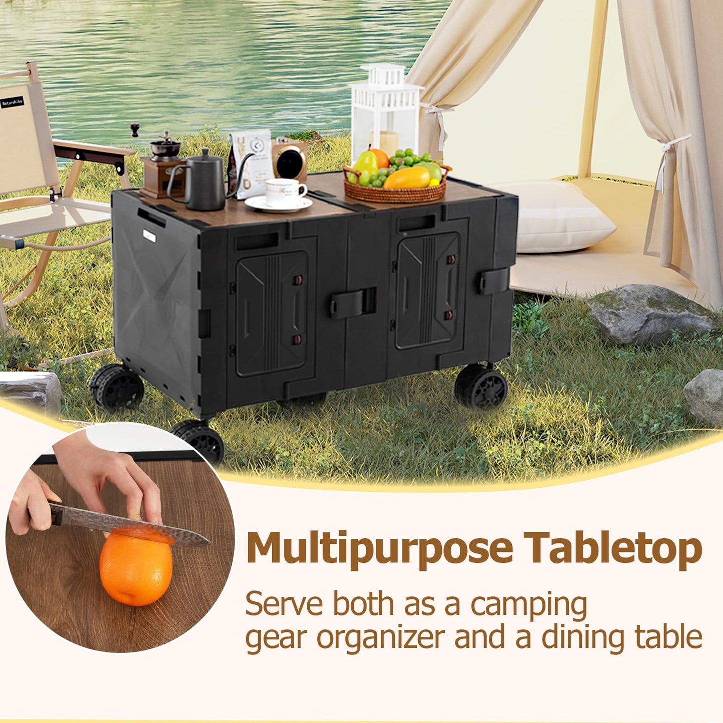 Collapsible Wagon Cart Foldable Utility Cart with Telescoping Handle