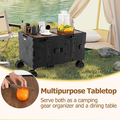 Collapsible Wagon Cart Foldable Utility Cart with Telescoping Handle