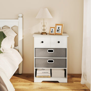 4-Drawer Dresser Cabinet with Open Shelf Freestanding Bedside Chest