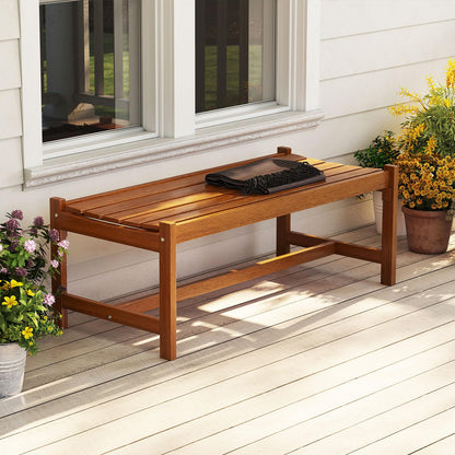 Wooden Garden Bench, 2 Seater Outdoor Bench with Slatted Curved Seat