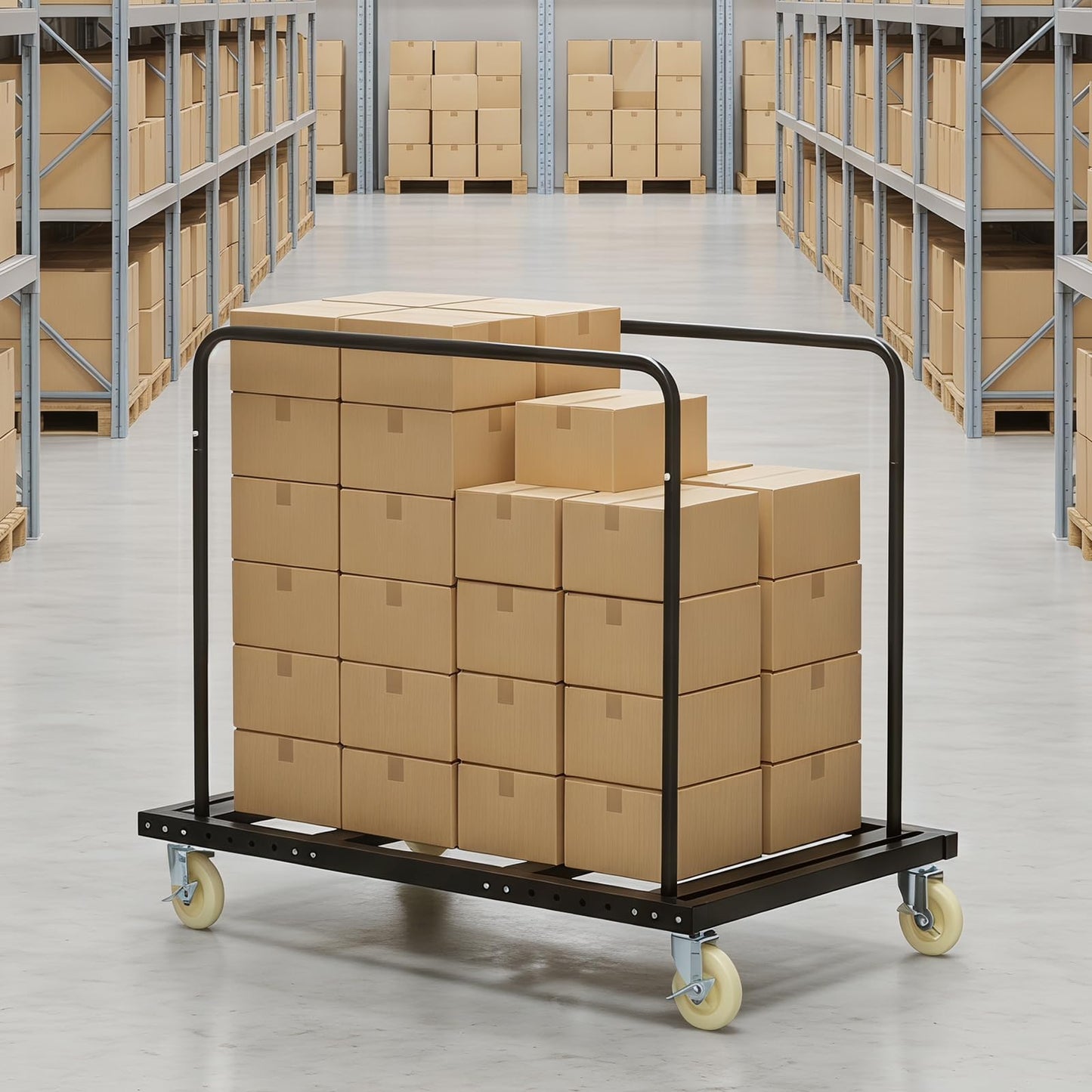 Folding Table Cart, Heavy Duty Table Dolly with Lockable Swivel Wheels