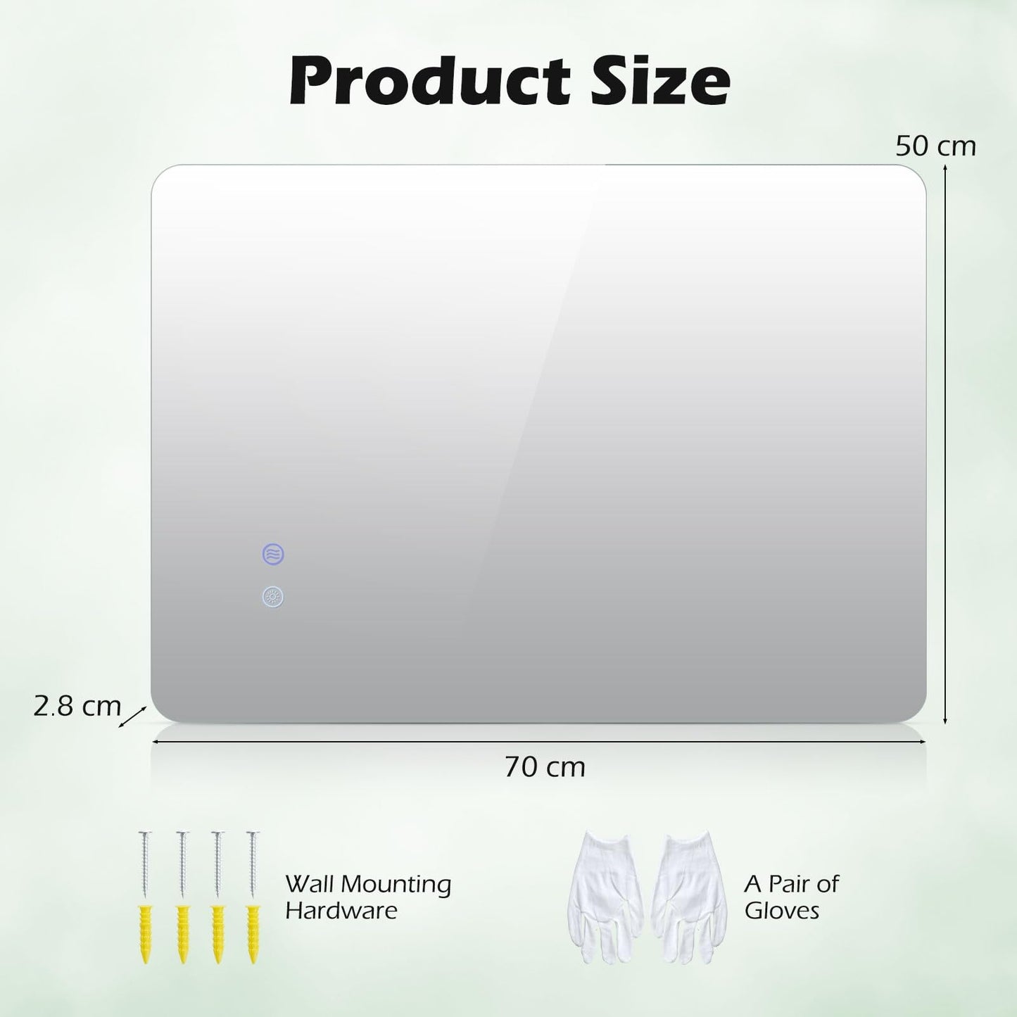 Bathroom Mirror with LED Lights, Anti-Fog Illuminated Wall Mounted Vanity Mirror