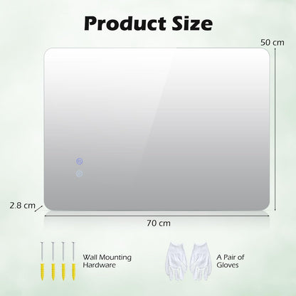 Bathroom Mirror with LED Lights, Anti-Fog Illuminated Wall Mounted Vanity Mirror