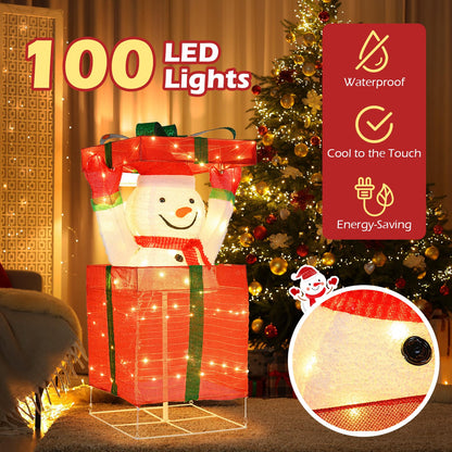 Lighted Snowman in Gift Box Christmas Decoration with LED Lights