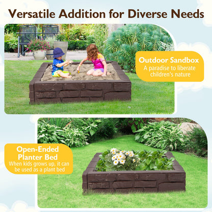 120 x 120cm Kids Sandbox with Cover and Bottom Liner