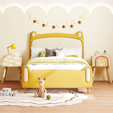 Kids Nightstand Set of 2 with Rainbow and Cloud Patterns