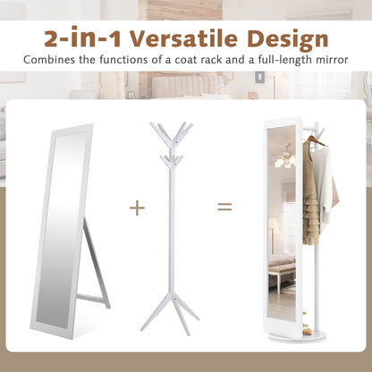 Full Length 2-in-1 Freestanding Dressing Mirror with Coat Rack