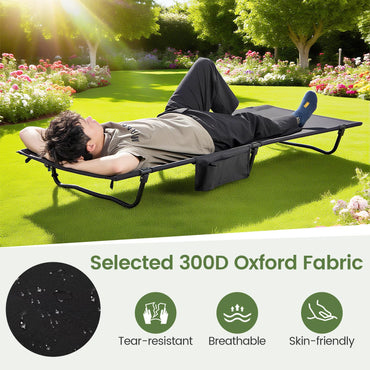 Ultralight Camping Cot for Adults with Side Pocket