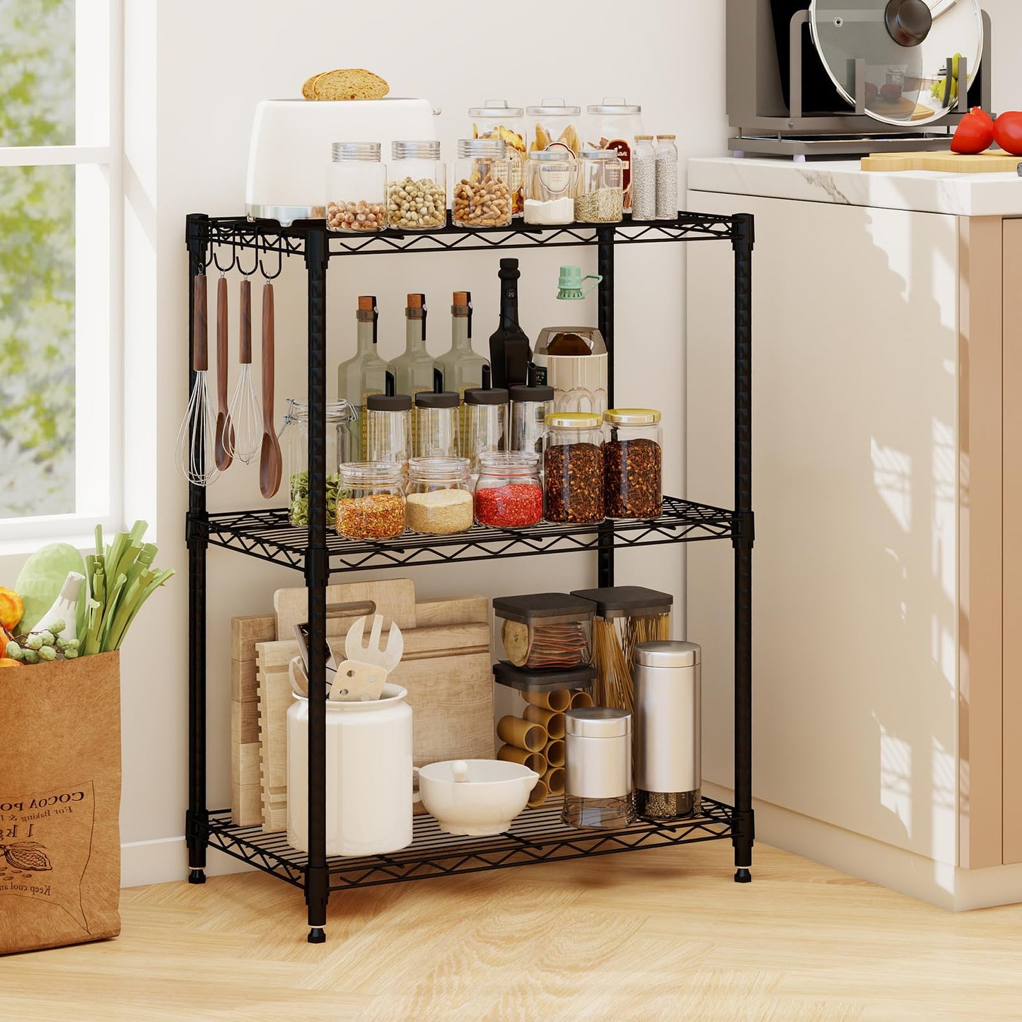 3/4/5/6-Tier Wire Shelving Unit Adjustable Metal Storage Shelves with V-shaped Shelving Rack