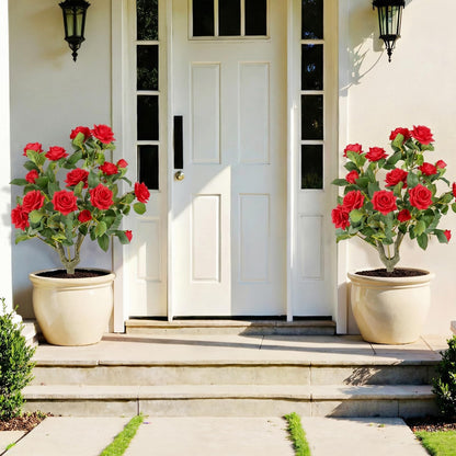 Artificial Flower Tree Set of 2, Fake Shrub Plants with Spikes