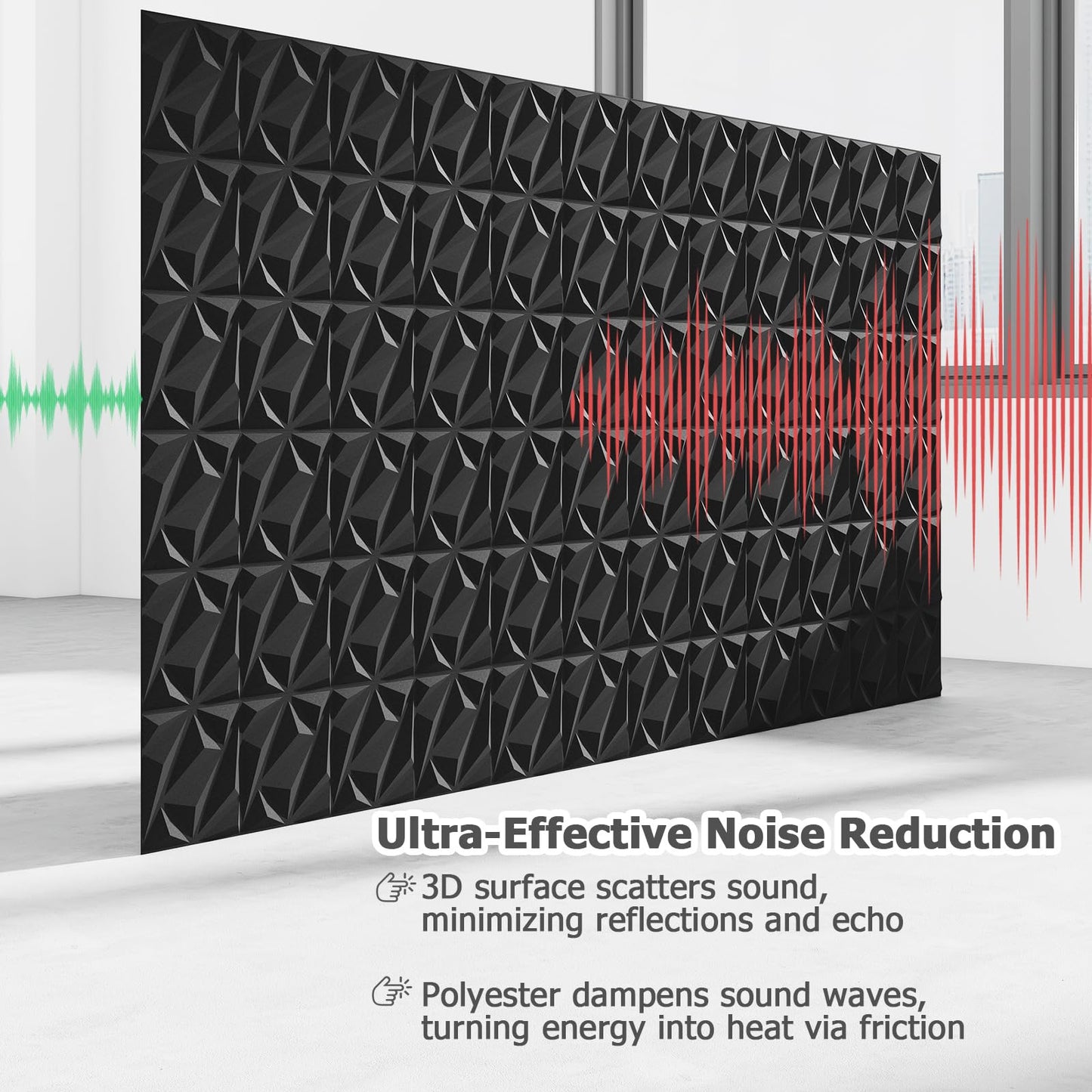 20-Pack 3D Acoustic Wall Panels with Diamond Texture