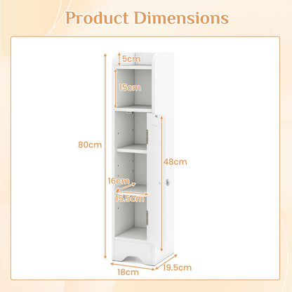 Freestanding Slim Storage Cupboard with Adjustable Shelves