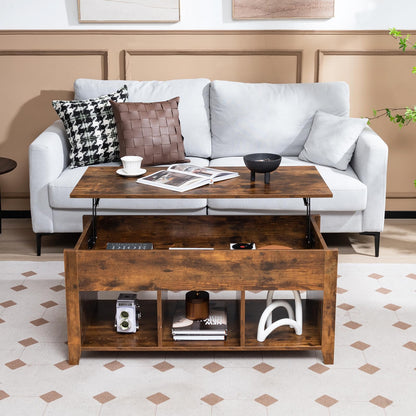 Rising Center Table with Lift Top Hidden Compartment