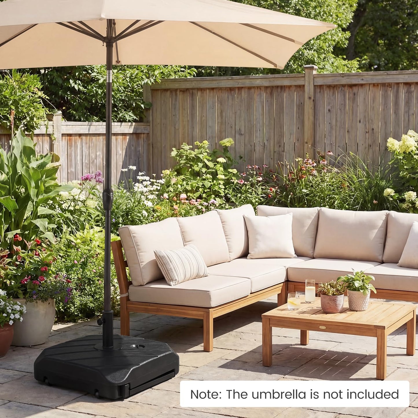 Mobile Parasol Base, 59kg/90kg Water & Sand Fillable Patio Parasol Stand