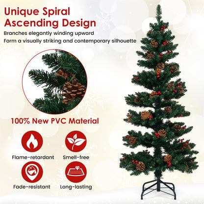 150 CM Pre-Lit Artificial Christmas Tree Spiral Holiday Tree with 448 Branch Tips