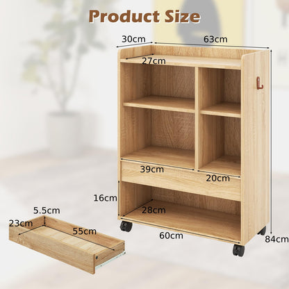 Mobile Storage Cabinet with Drawer and Adjustable Shelves
