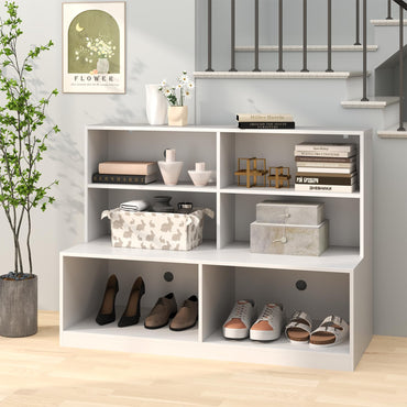6 Compartments Wooden Shoe Rack Stand for Hallway