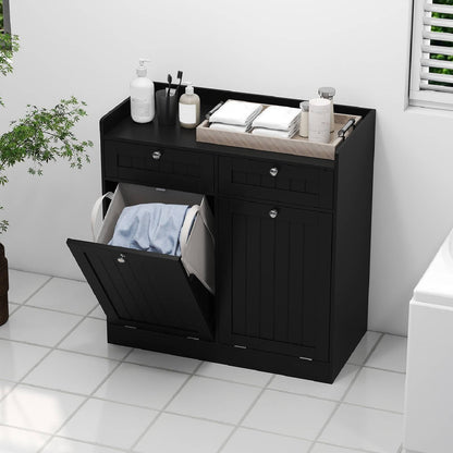 Double Tilt-Out Laundry Hamper Cabinet with Removable Baskets
