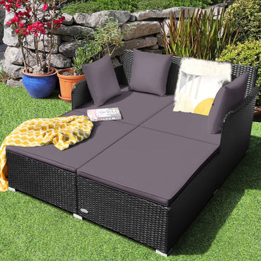 Rattan Garden 2 Seater Daybed Furniture Set with Cushions