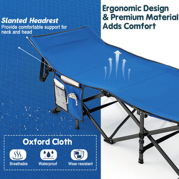 28" Extra Wide Portable Camping Bed Cot with Side Pocket & Carry Bag