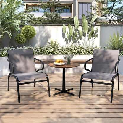 Outdoor Dining Chairs Set of 2 with Breathable Backrest & Seat and Armrests