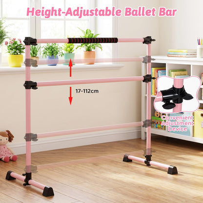 Double Ballet Barre, 17-112cm Adjustable Dance Stretch Bar