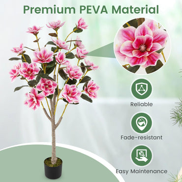 130CM Artificial Magnolia Tree Faux Wedding Flower Plant with Realistic Moss