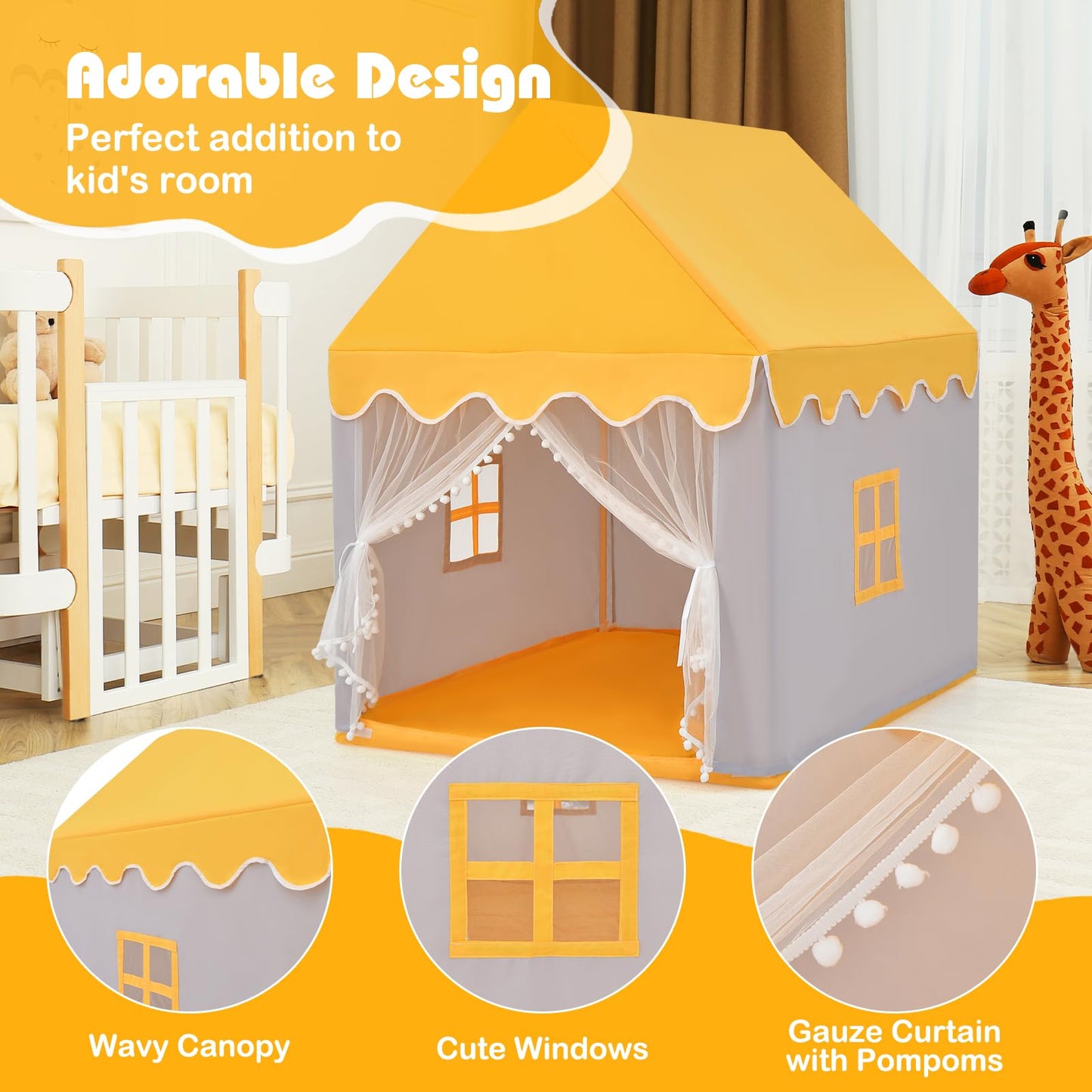 Kids Play Tent with Padded Mat Indoor Playhouse