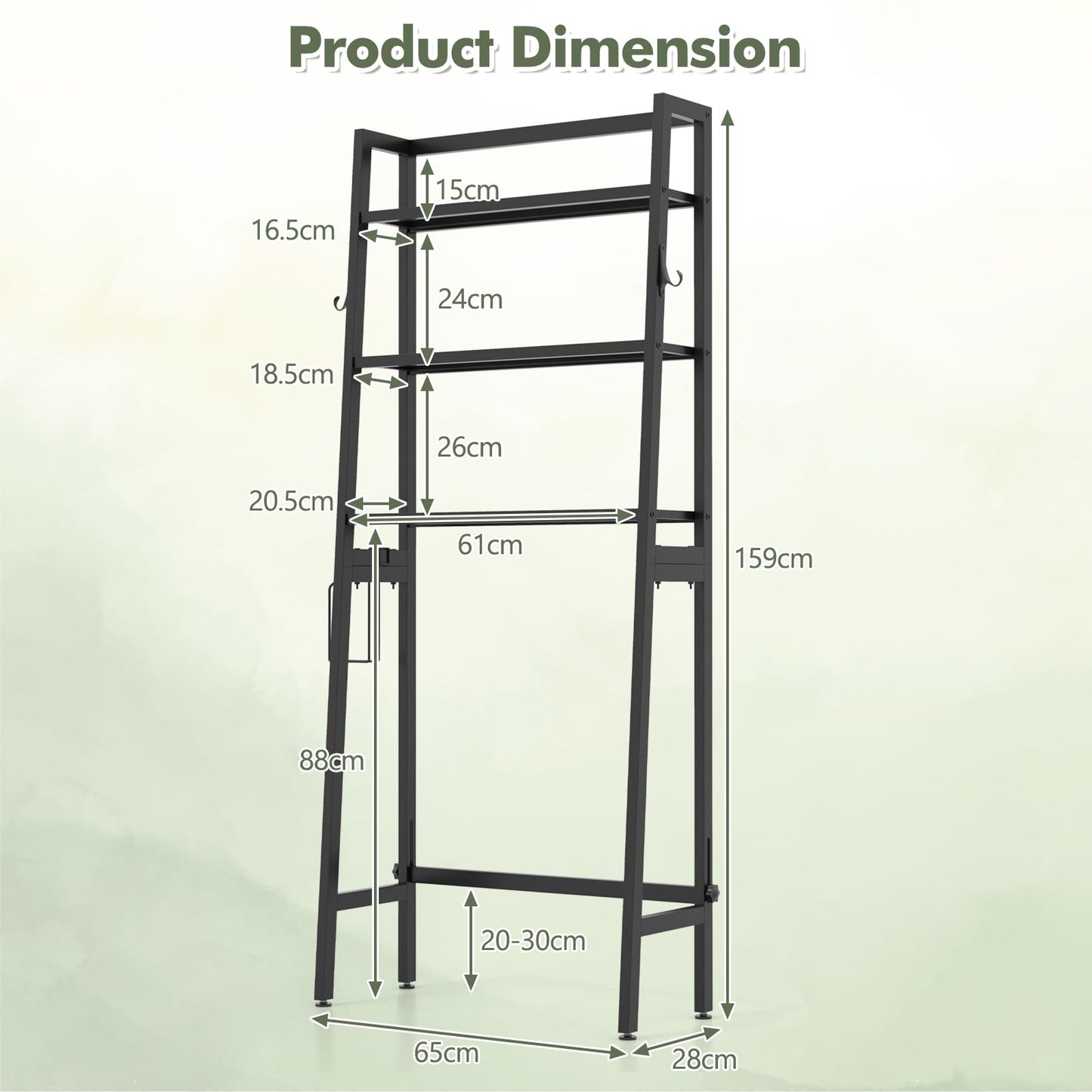Over The Toilet Storage Shelf with Adjustable Adjustable Bottom Bar