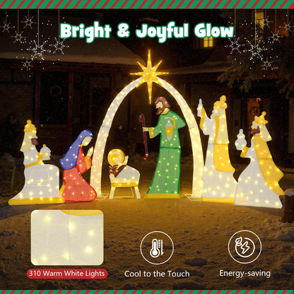 7 Pcs Lighted Nativity Scene with 310 Warm White LED Lights