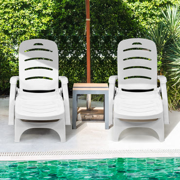 5-Position Adjustable Outdoor Folding Sunlounger with Wheels