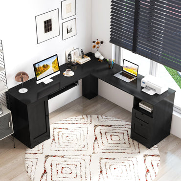 L-Shaped Computer Desk, 170cm Modern Large Corner Desk Writing Study Table