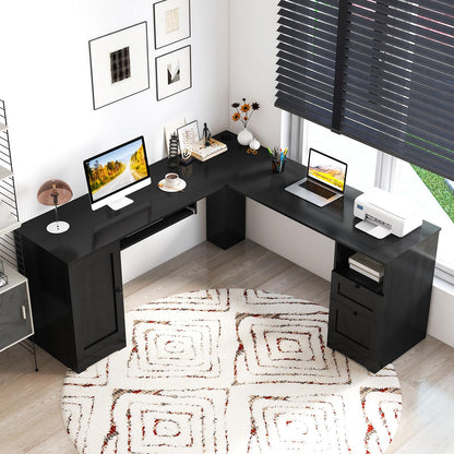 L-Shaped Computer Desk, 170cm Modern Large Corner Desk Writing Study Table