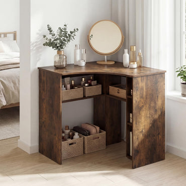 Charging Station and Storage Shelves, Space-Saving Wooden Gaming PC Laptop Table